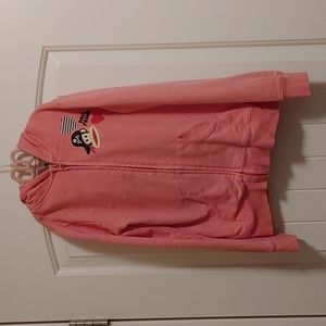 PAUL Frank original pink hoodie monkey zipper sweater Medium girl kids